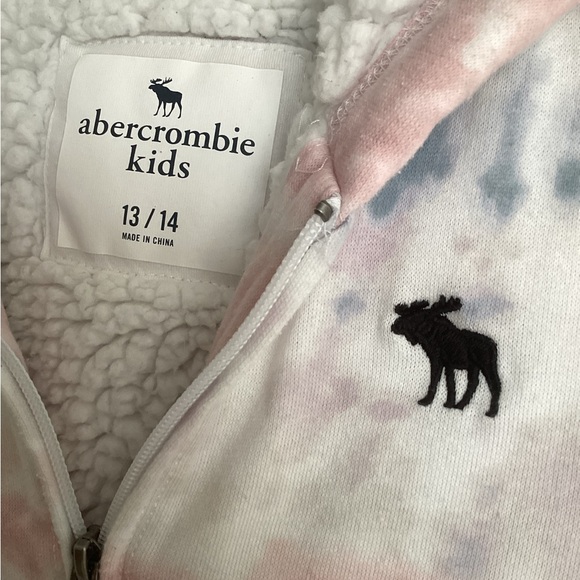 ABERCROMBIE KIDS Sherpa hoodie jacket Sz 13 / 14 tie dye full-zip EUC - Picture 5 of 6